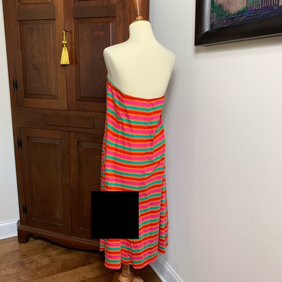 Kenzo Paris red pink green stripe strapless dress - Picture 5 of 10